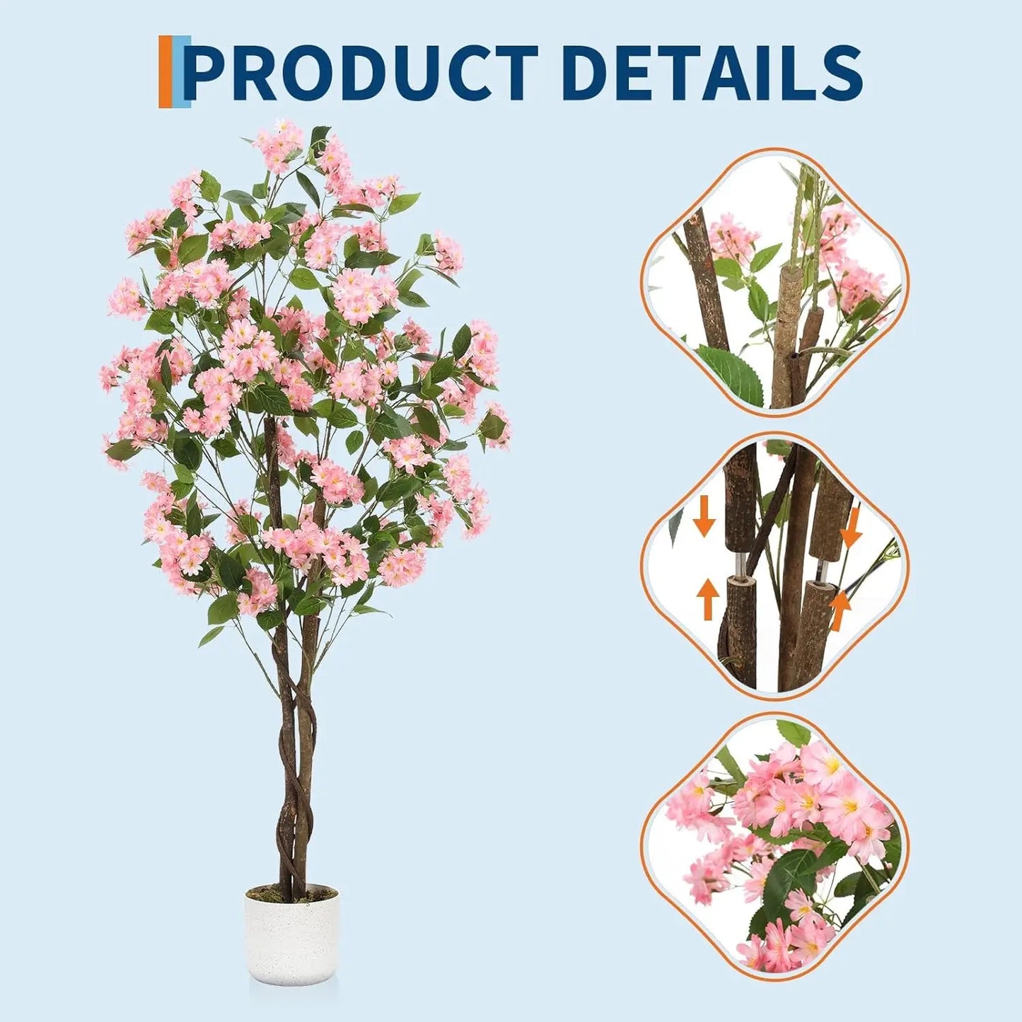 Artificial Osmanthus Tree, Tall Potted Fake Osmanthus Trees, Faux Plant in Planter with Lifelike Flowers for Home Office Decor