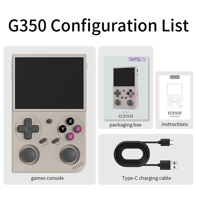 G350 Handheld Game Console 3.5'' IPS Screen Linux System Dual Joystick Vibration Motor Retro Portable Video Console Gift