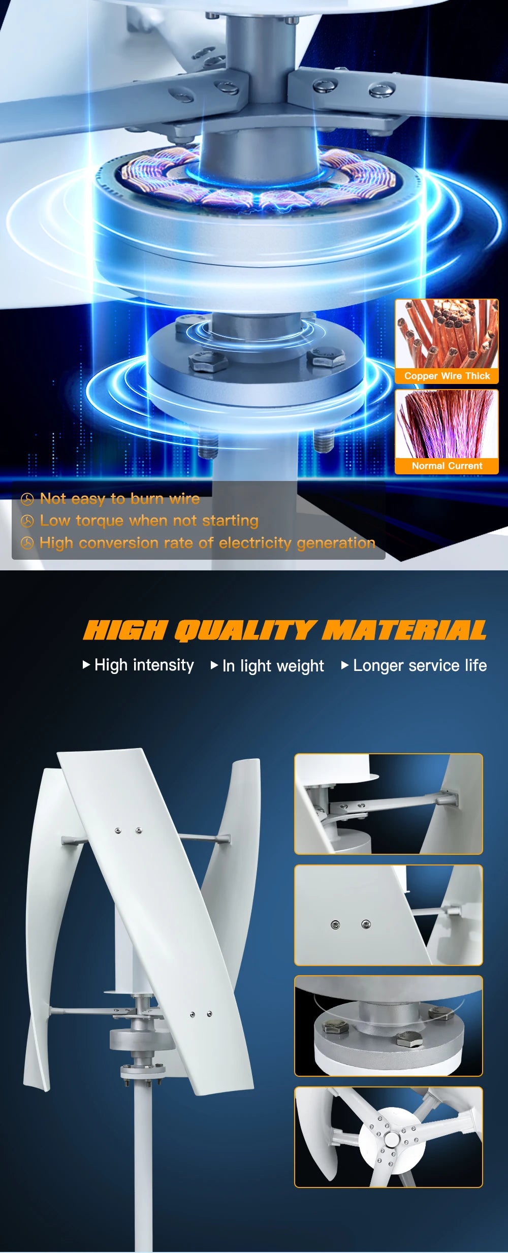 5000W 10000W Vertical Wind Turbine  12V/24V/48V Low Noise Free MPPT Controller Duty-Free Delivery In Poland