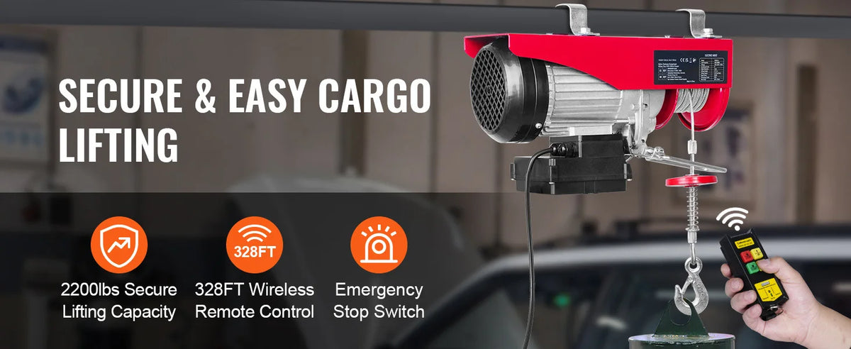 SucceBuy 400-1000kg Electric Hoist Lifting Crane Cable Hoist Winch for Boat Car Garage Elevator with Wired Remote Control Lifter