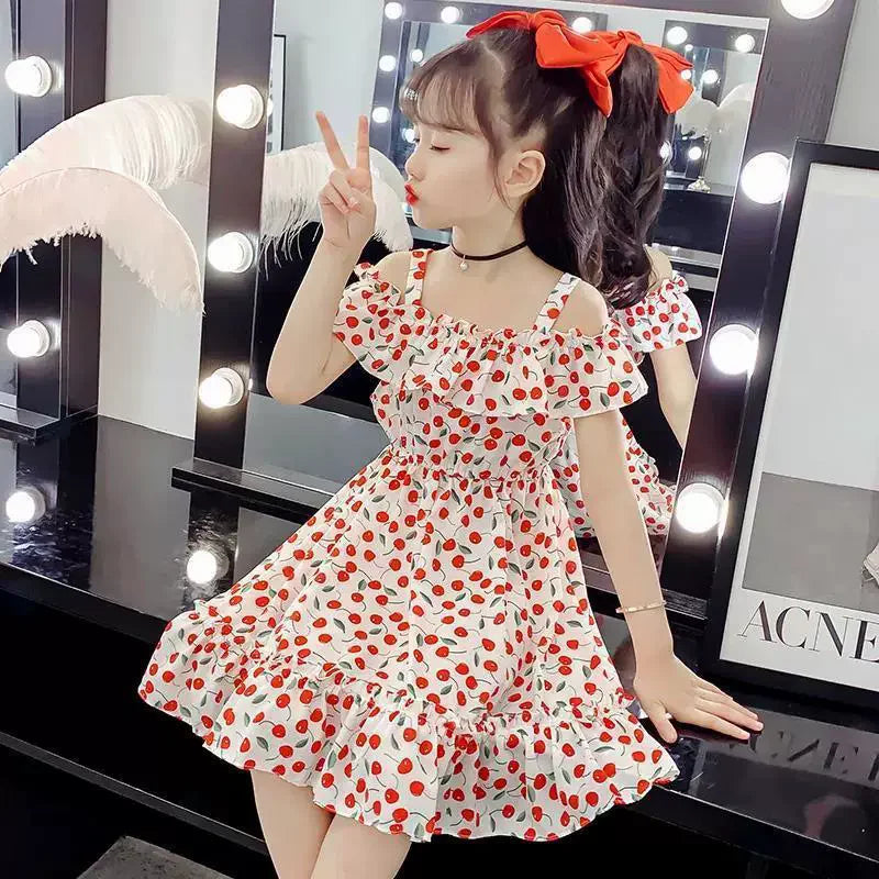Summer Thin Girl Dress Floral Chiffon Princess Children's Dress Vestidos Summer Girls Casual Dresses Robe Fille Kids Clothes