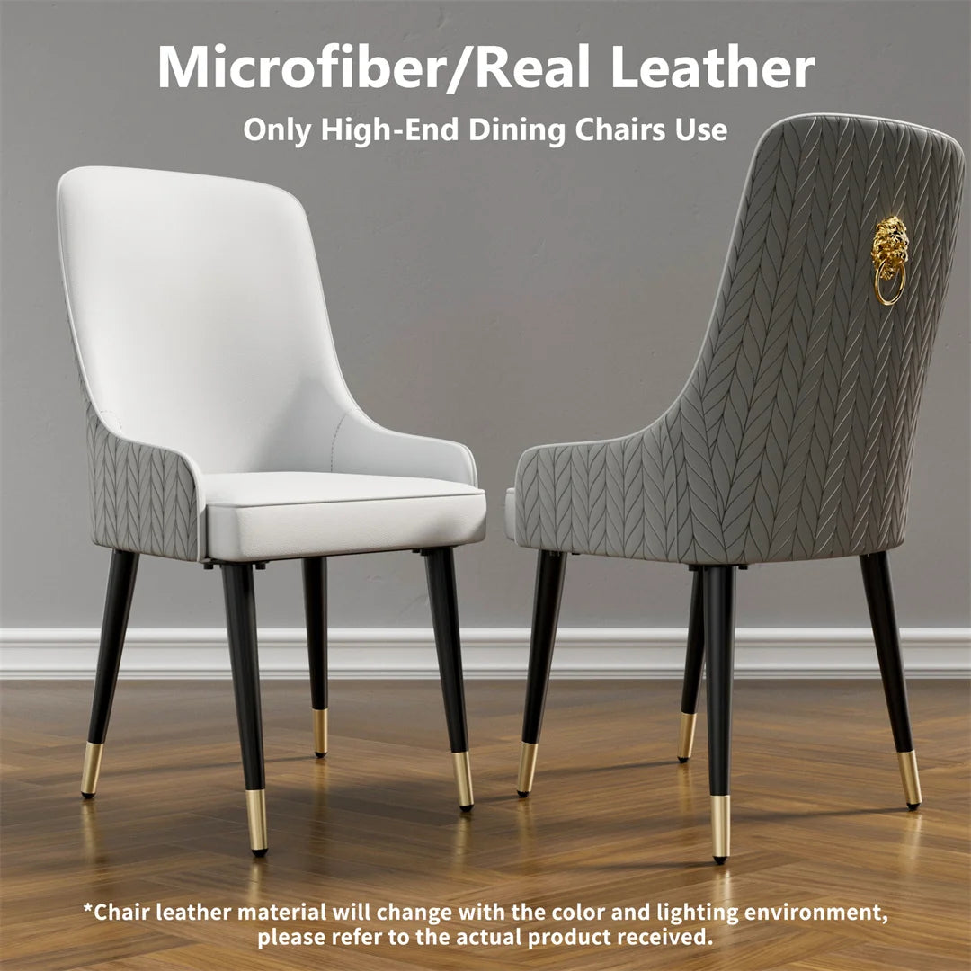 LUVODI Dining Chairs Set of 2 Luxury Microfiber Leather Leisure Chair with Lion Knocker Kitchen Table Chairs for Restaurant