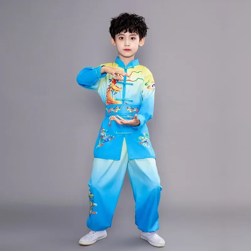 Chinese Kung Fu Uniform Children Wushu Sets Baby Martial Arts Costumes Girl Suit Perform Outfit Kids Clothes Boy Tai Chi Set