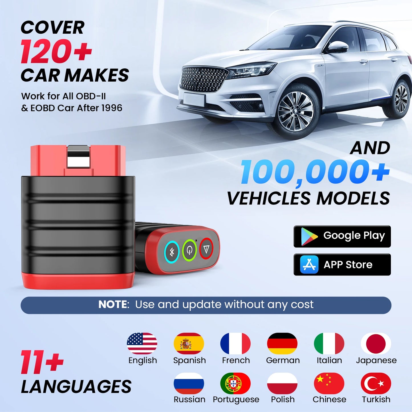 THINKCAR THINKDIAG Mini OBD2 Scanner Lifetime Free Update for All Cars Full System Diagnostic Scan Tool for iOS and Android