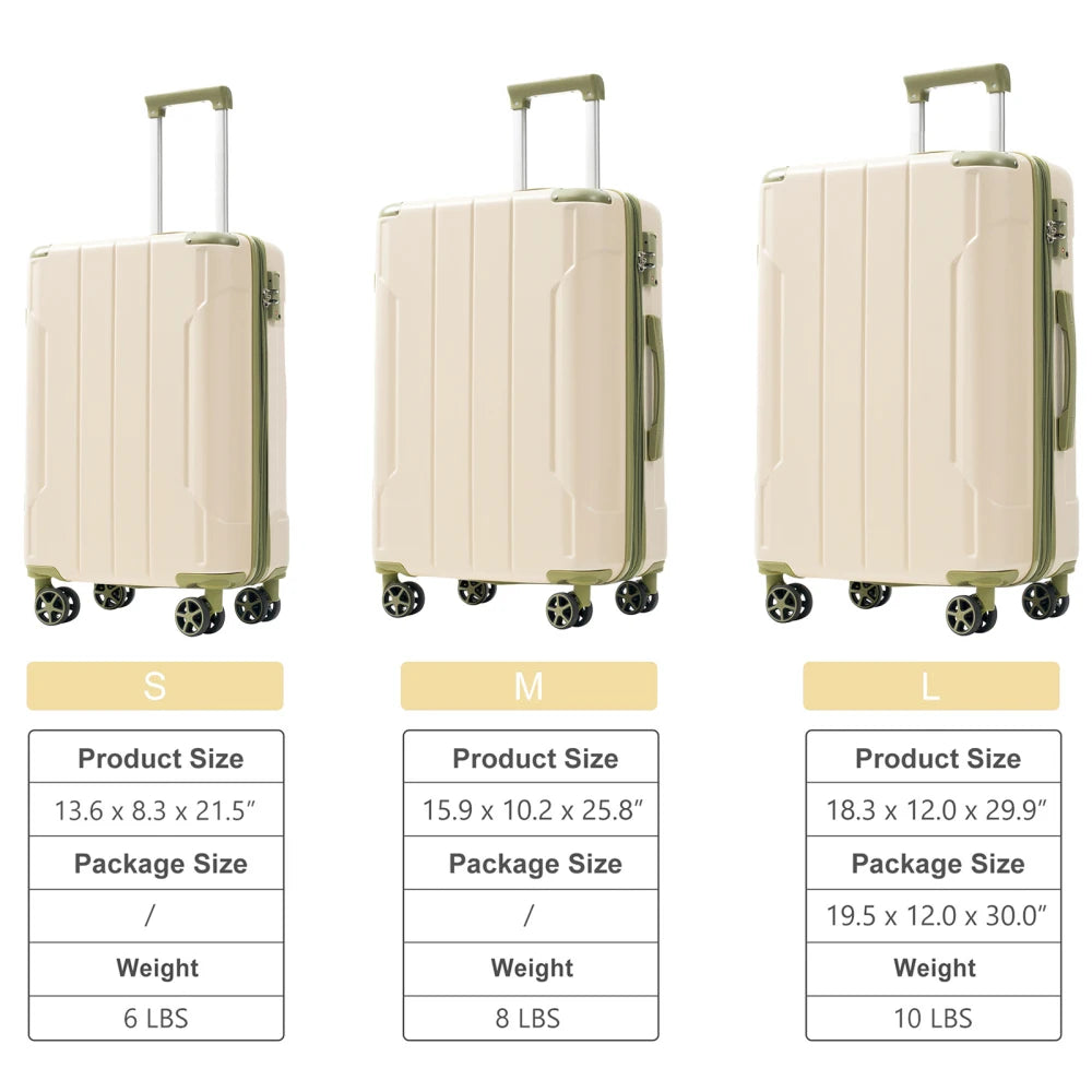 Luggage Set 3 Pcs Hardshell Suitcases, TSA Lock, Lightweight Travel Luggage 20" Carry on 24" 28" Checked for Family Trips