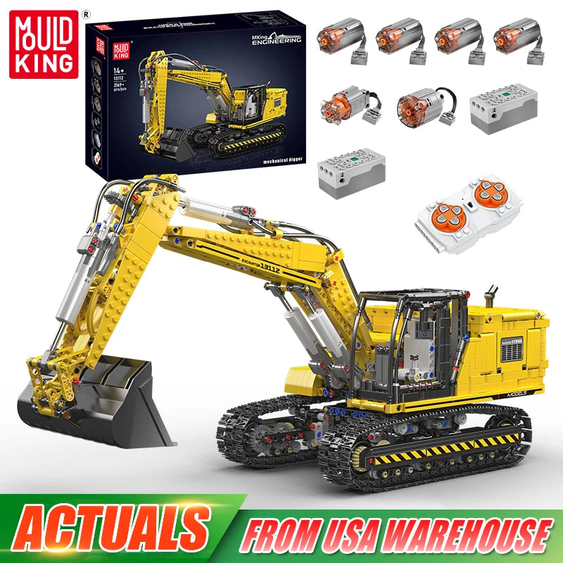 Mould King 13112 Technical Car Toys The Motorized MOC-2513 Excavator Building Block Assembly Excavator Brick Kids Christmas Gift