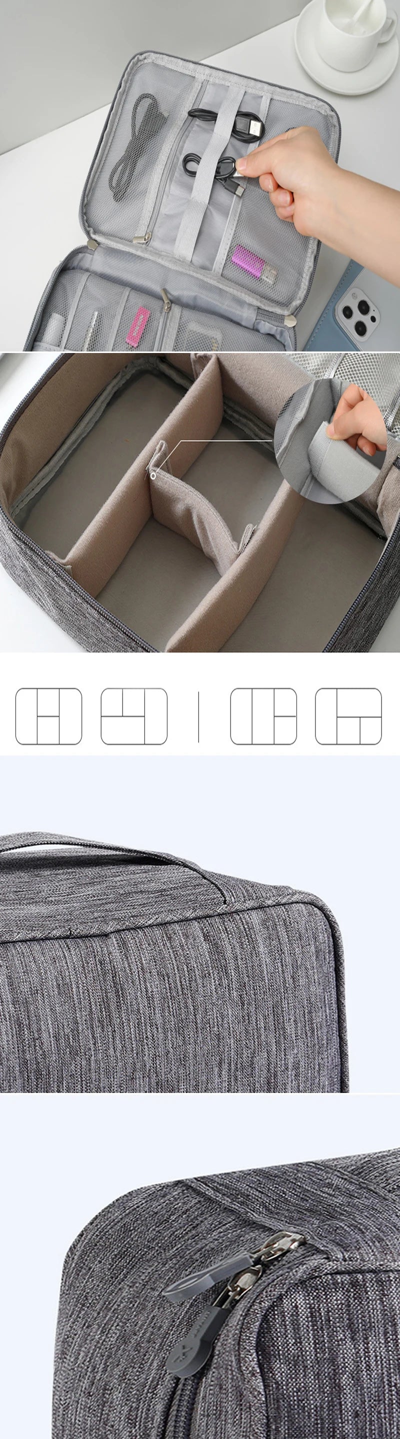 Travel Cable Storage Bag Portable Waterproof Digital Electronic Storage Bag USB Data Cable Charger Plug Storage Cable Storagebag