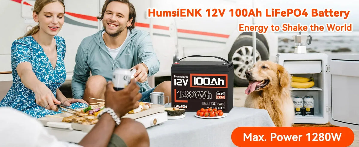 Humsienk LiFePO4 Lithium Battery 12V 100AH BMS 100A 1280Wh For RV/Vans/Trolling Motor/Off-grid/Camping/2-Year Warranty/UL 1973