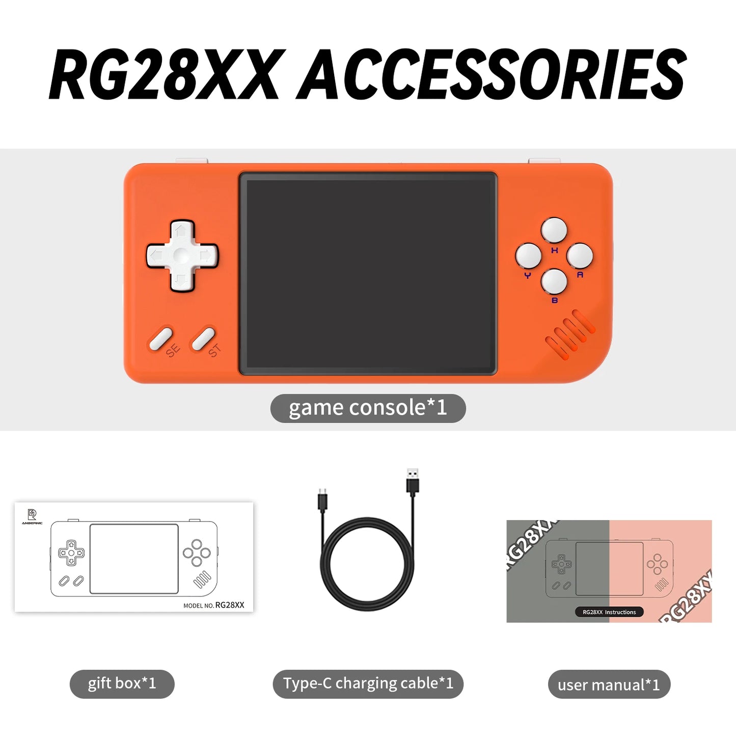 ANBERNIC RG28XX Handheld Game Console 2.83'' IPS Screen Video Output Portable Video Player Ebook Reader Player Gifts Mini