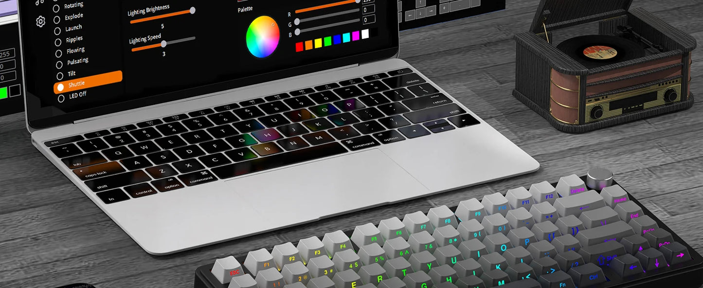 ATTACK SHARK X85 Wireless Mechanical Gaming Keyboard,TKL 82 Keys,Gasket Structure,Knob,RGB Hot Swappable Custom Keyboard