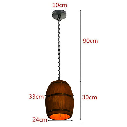 Retro Wood Wine Barrel Pendant Light，Industrial Ceiling Lamp ，Vintage Chandelier Light Fixtures for Bar Cafe Home Restaurant