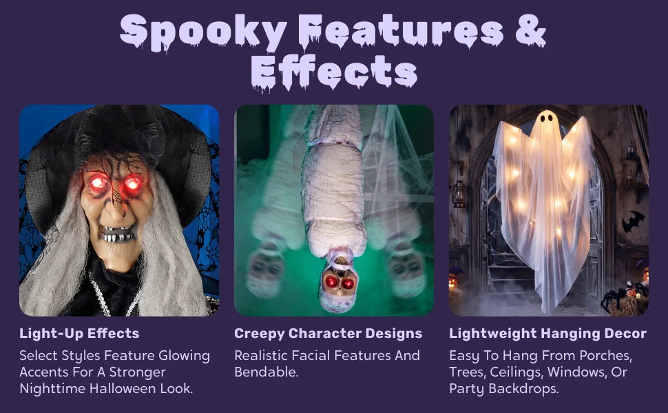 2Pcs Outdoor Halloween Decorations 55" Standing Ghost and 23" Dog Ghost Cute Set with Warm White LED Lights 8 Lightng Modes & Timer for Yard Lawn Party Favors and Halloween Decor Outside Indoor