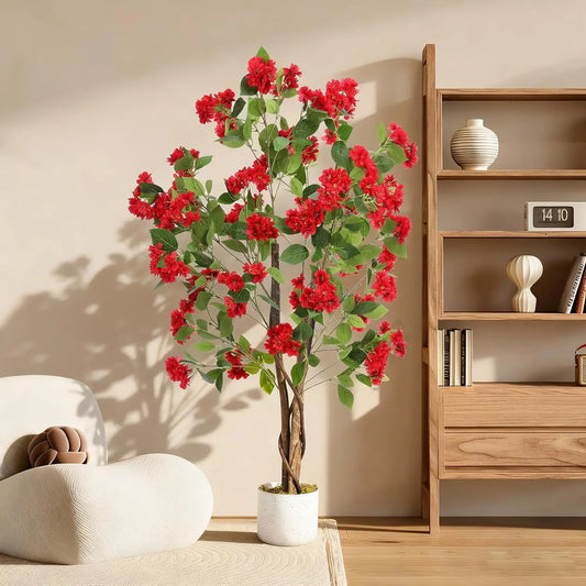 Artificial Osmanthus Tree, Tall Potted Fake Osmanthus Trees, Faux Plant in Planter with Lifelike Flowers for Home Office Decor