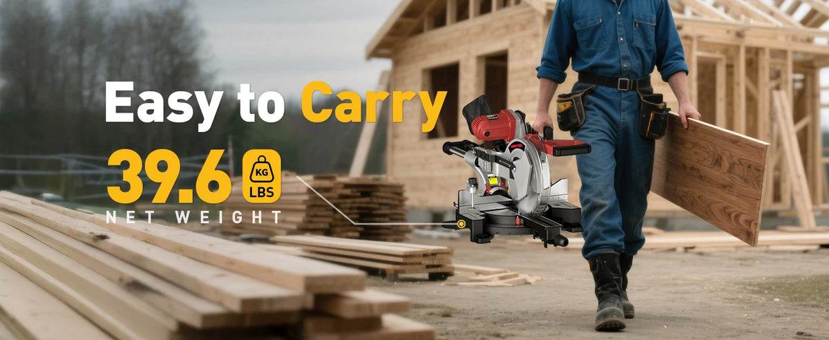 10/12 Inch Single/Dual-Bevel Sliding Compound Miter Saw, 5000/3800RPM, 0-45°, 15 Amp, 36T Blade Precision Cutting Power Saw