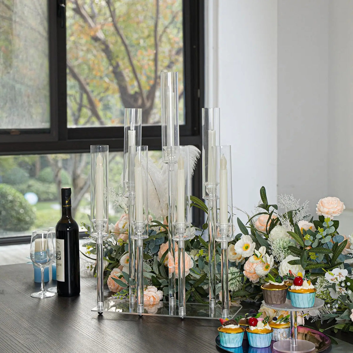 VINCIGANT Seven Arm Acrylic Candelabra For Table Decor