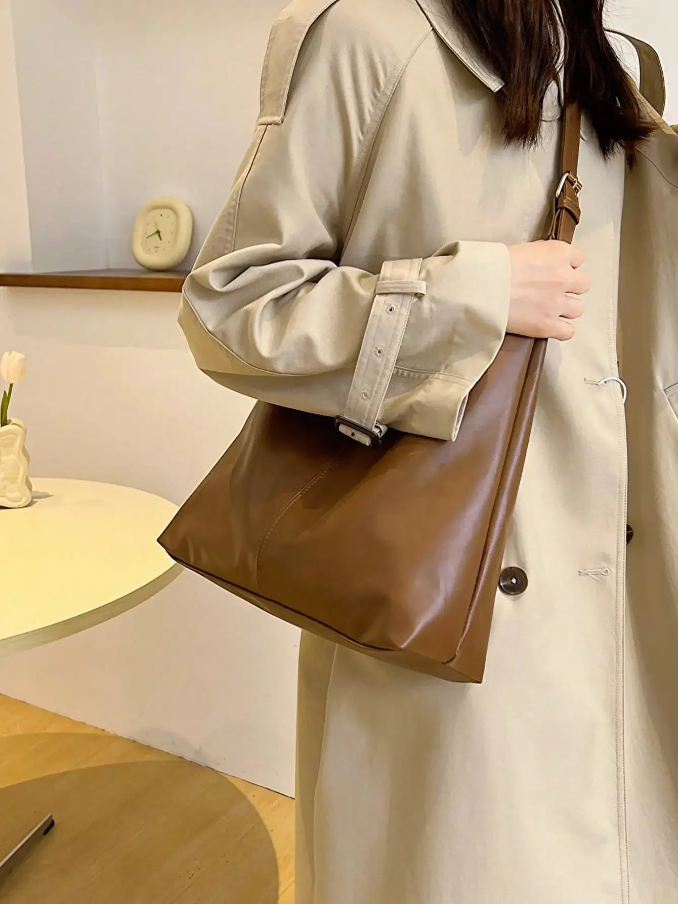 Large Capacity Solid Color Women's Shoulder Bag, Multifunctional Crossbody Bag, Women's Shoulder Tote Bag, Large Capacity Crossbody Tote Bag, Casual Work Bag