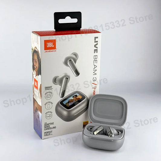 Original JBL Live Beam 3 True Wireless Bluetooth Earbuds with LED Smart Display Box Headphone Noise Cancelling Earphones Beam3