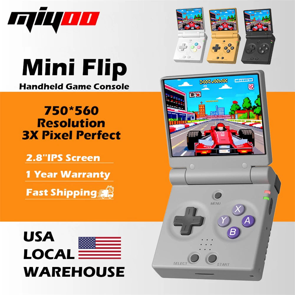 MIYOO Mini Flip Retro Handheld Game Console With New Hinge 2.8 inch IPS Screen Portable Video Game Players Consoles Classic Gaming Emulator Childhood Gifts