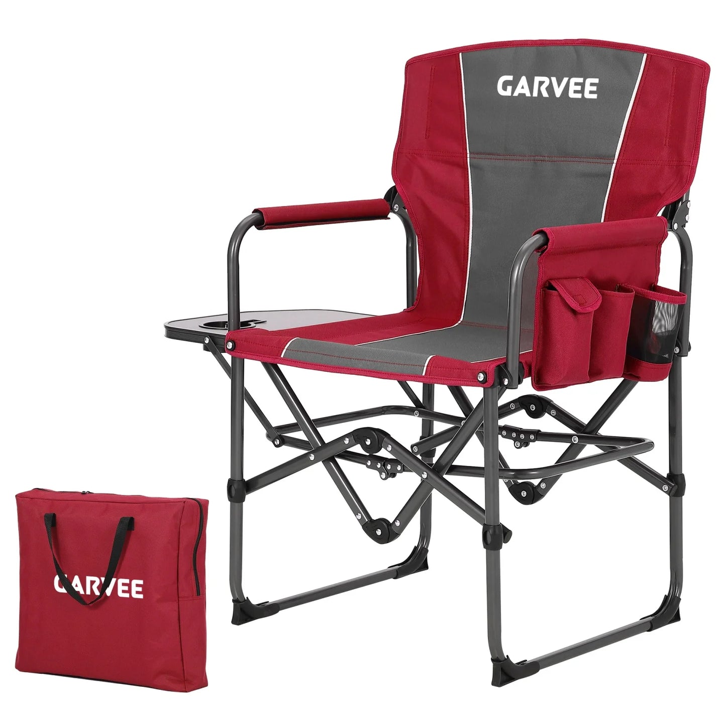 1 Pack / 2 Pack Oversized Heavy Duty Folding Directors Chair for Adults, 400 Lbs Capacity Portable Camping Chair with Side Table, Cup Holder & Side Pocket, Lawn Chairs for Camping, Beach, Garden, RV
