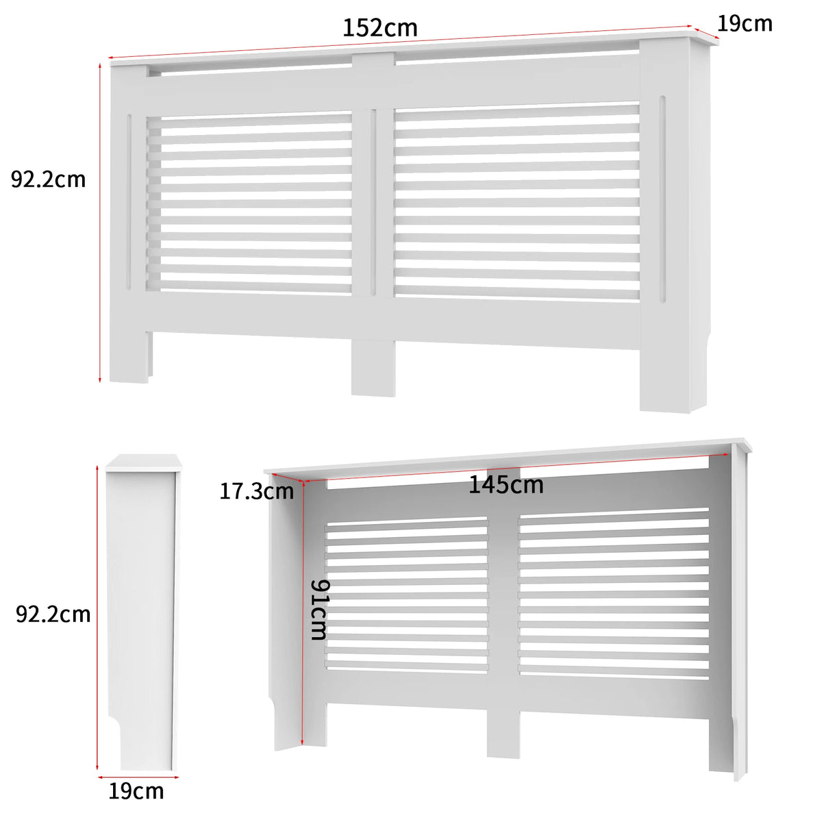 Modern MDF Wood Radiator Cover Cabinet With Ventilated Grill Shelf