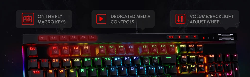 Redragon K580 VATA RGB 104 Keys LED USB Backlit Mechanical Gaming Wired Backlight Computer Keyboard Anti-ghosting with Macro Key