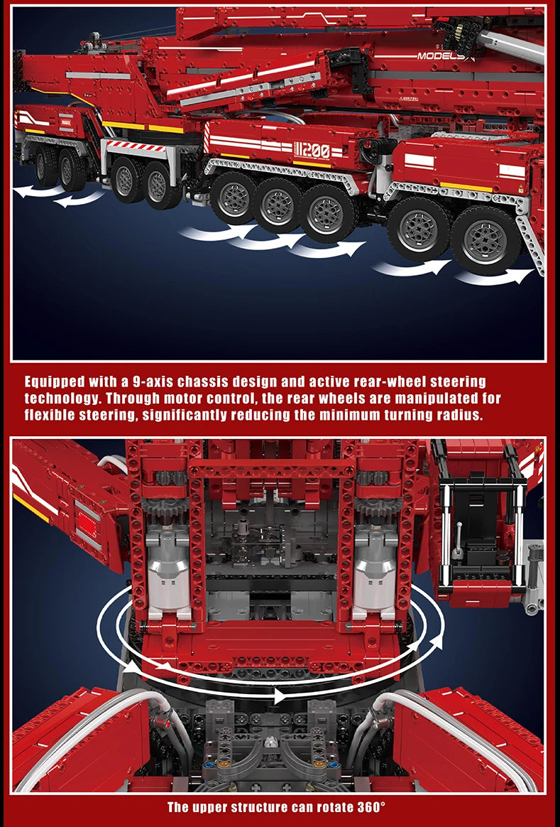 Mould King 17007/17008 Technical Car Toys Motorized LTM 11200 Crane Truck Building Block Assembly Model Brick Kid Christmas Gift