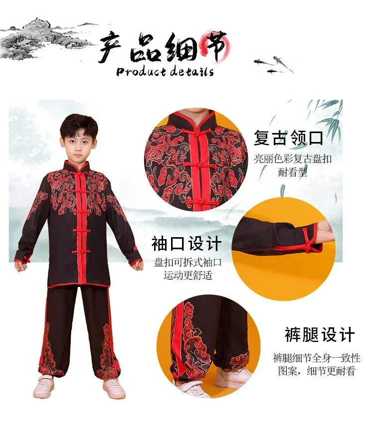 Chinese Kung Fu Uniform Children Wushu Sets Baby Martial Arts Costumes Girl Suit Perform Outfit Kids Clothes Boy Tai Chi Set