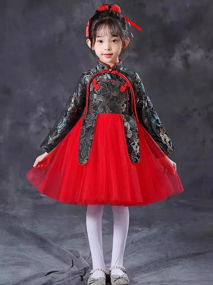 Kids Dresses for Girls Clothes Chinese New Year Dress Baby Princess Hanfu Party Cosplay Performance Costumes Children Clothing