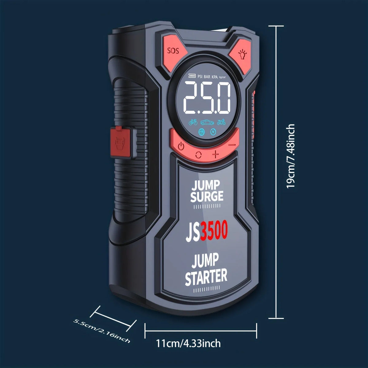 Paivioroku 5 In 1 Car Jump Starter Integrated Air Pump