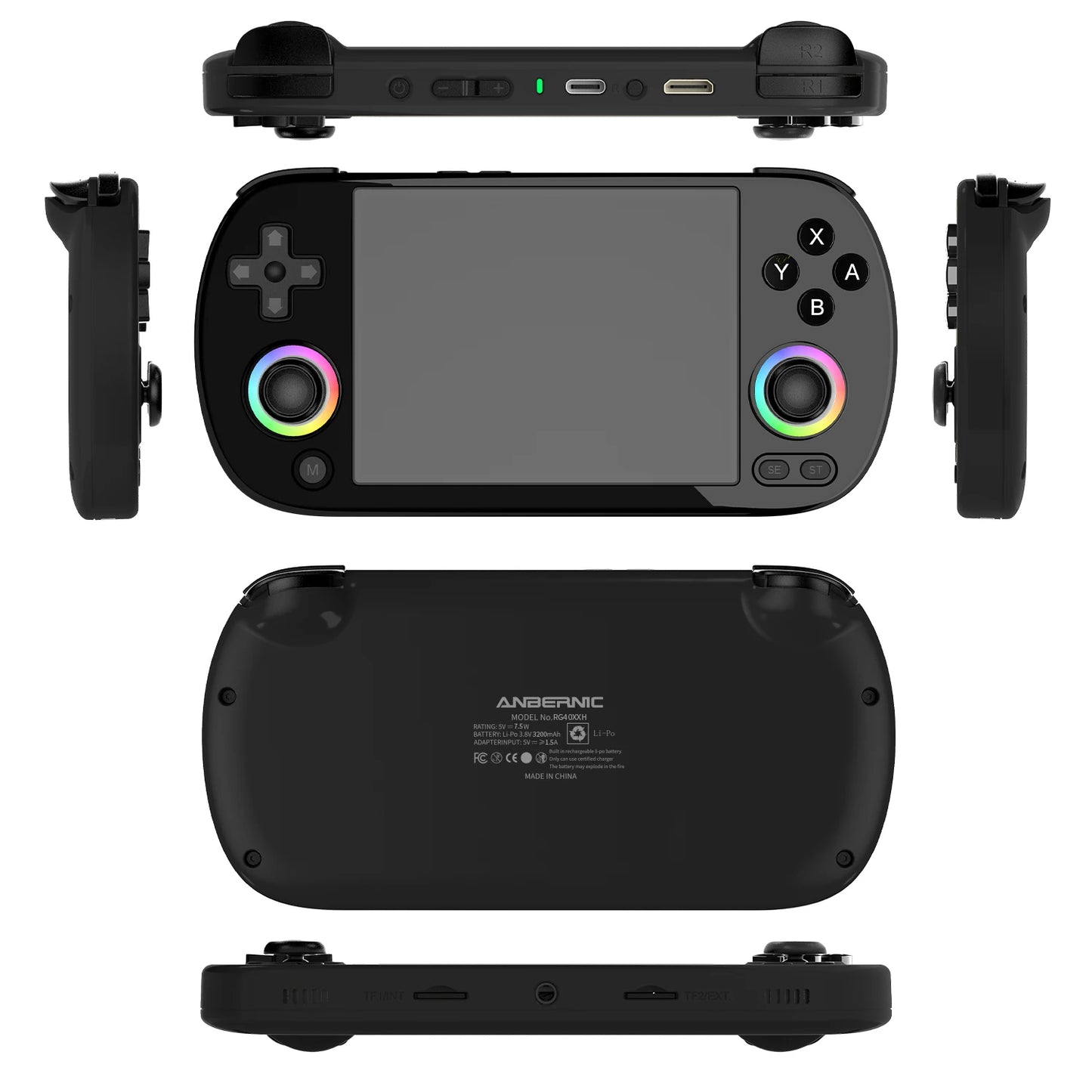 ANBERNIC RG40XX H Handheld Game Console 4'' Screen Linux System Joystick RGB Lighting Effect RG40XXH Video Player Trimui Console