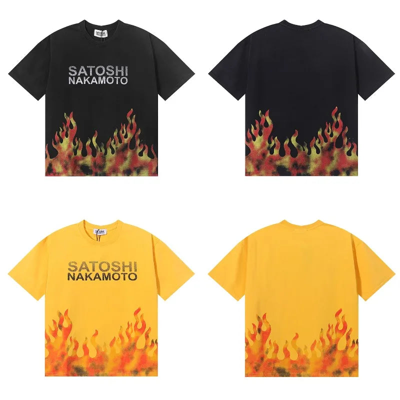 Free shipping New Satoshi Nakamoto Lost Boys T-shirt Printed with Washed Oversized 100% cotton Men Women T-shirts Y2K Fashion streetwear