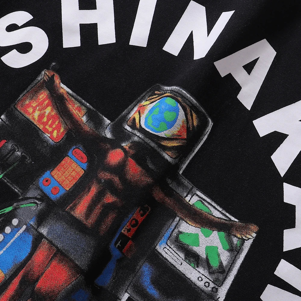 Free shipping New Satoshi Nakamoto fashion T-shirt hotfix rhinestone and Printed with Washed Oversized 100% cotton Men Women T-shirts Y2K Fashion streetwear