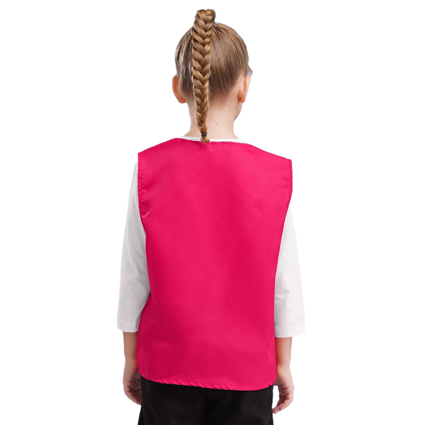Kids Boys Girls Button Volunteer Vest Solid Color V Neck Sleeveless Waistcoat Volunteers School Camp Activities Uniform
