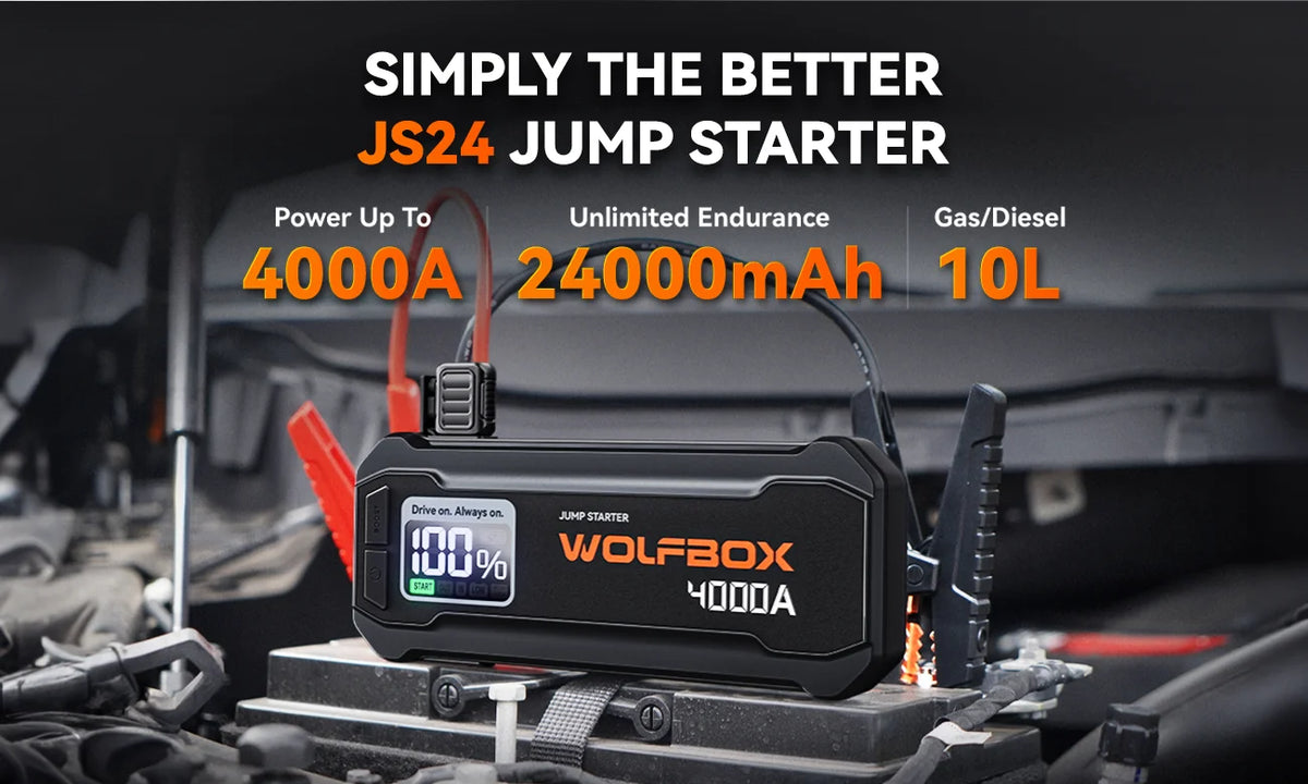 Wolfbox 4000a Portable Jump Starter And 24000 Mah Power Bank