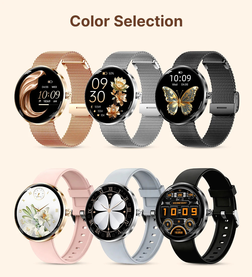 MEVADEN 1.43" AMOLED Screen Women Smart Watch 8.5mm Ultra-thin Stainless Steel Luxury Smartwatch Health Monitor Sport Watch H33