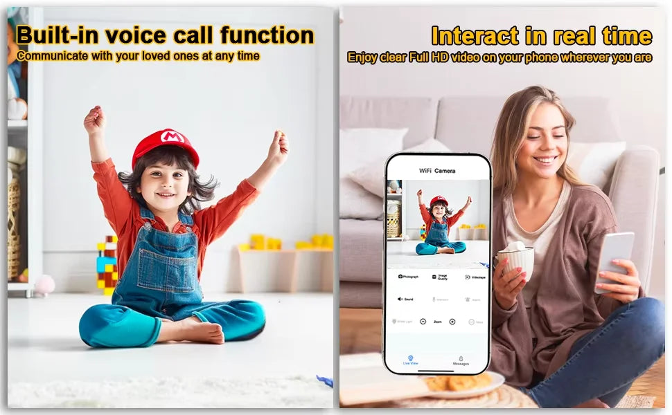 SV06 Only 0.9 inch Camera with Audio/Video Small Cameras for Home Indoor Use Cam Night Vision and Motion Detection