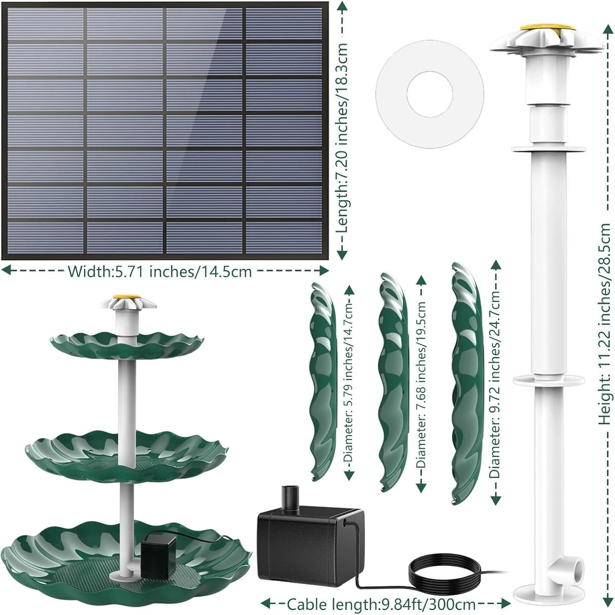 Solar Fountain 3.5W Solar Bird Bath Water Fountain, Detachable DIY Water Landscaping Bird Feeder Fountain for Bird Bath/Garden/Fish Tank