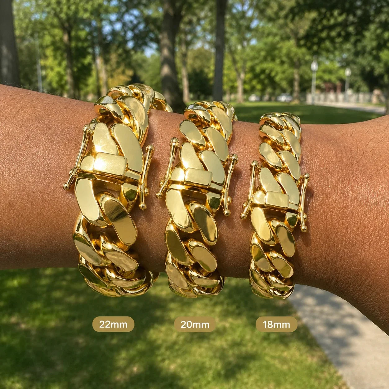 Men's 18-22mm Cuban Link Bracelet Hip Hop Heavy Brass Miami Cuban Link Chain Chunky Bracelet Jewelry For Boy Gift Drop Shipping
