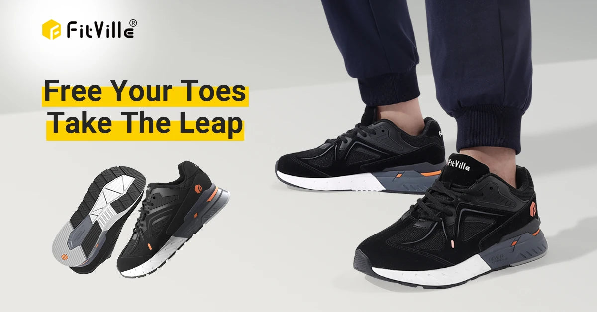 FitVille Men's Walking Shoes Extra Wide Lightweight Sneakers for Flat Feet Arch Fit Heel Pain Relief Non-Slip Running Shoes