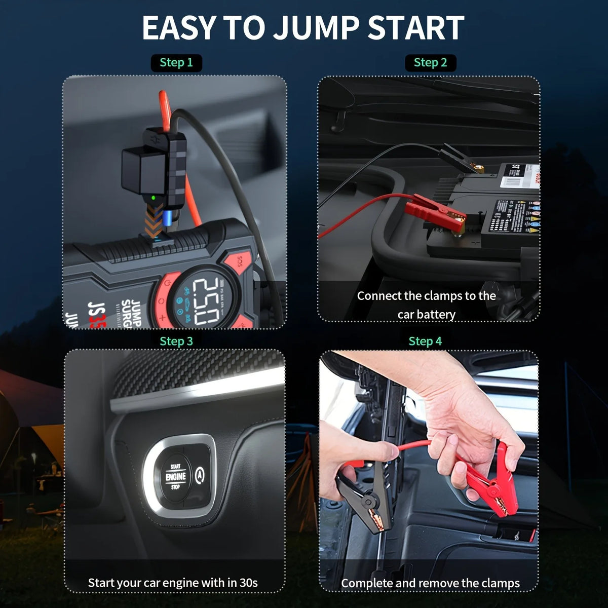 Paivioroku 5 In 1 Car Jump Starter Integrated Air Pump