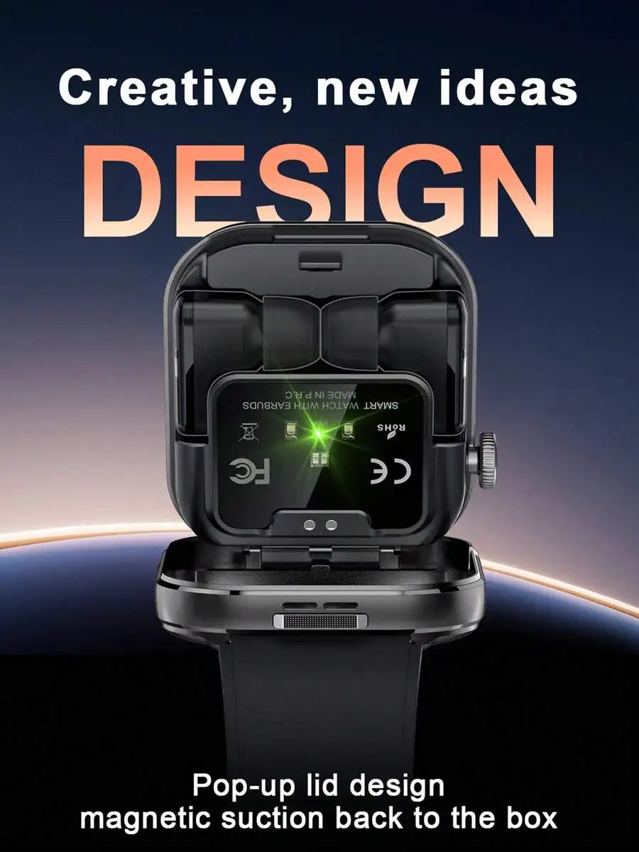 2-In-1 Smartwatch With Built-In Earbuds For Women Men - Remote Camera Control, Music Playback, Weather Check, Stopwatch, Multiple Sports Modes - Ideal Holiday Gift, Sports Watch |       Dual Display Watch, Compatible With IOS