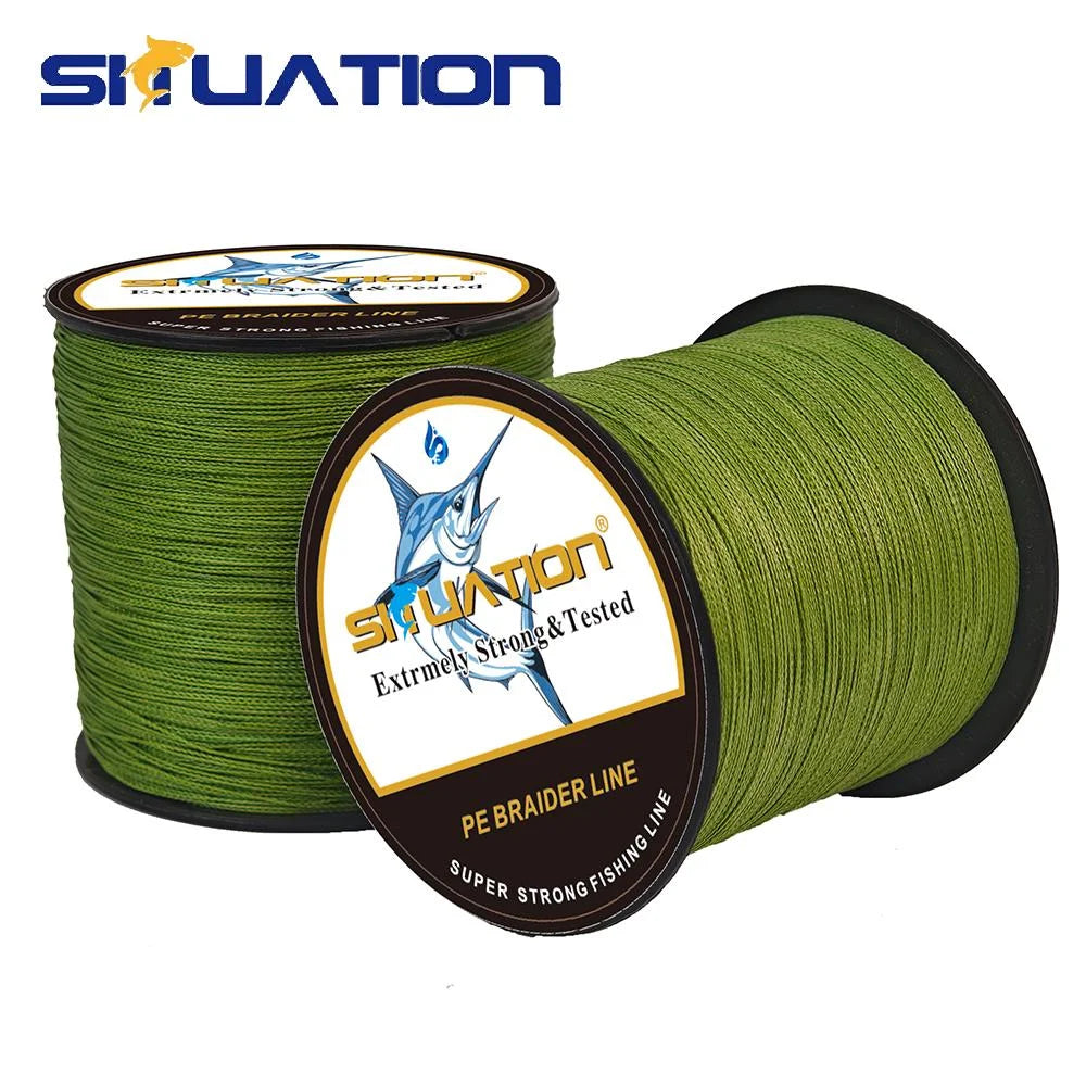 SIIUATION Ultra-Strong PE Braided Fishing Line, 300m/328YDS - 4-Strand Multi-Wire, Wear-Resistant, Smooth Long Casting up to 100