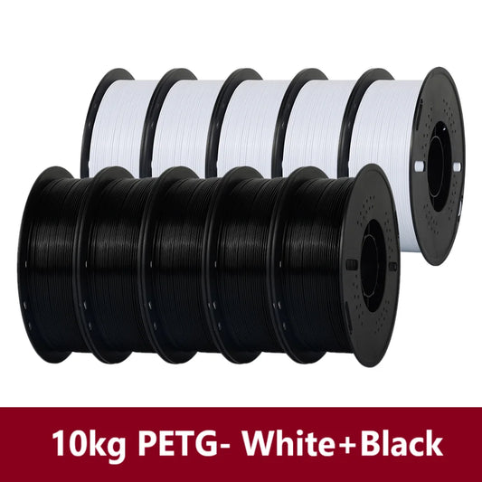 KINGROON 10KG PLA/PETG Filament 1.75mm Black White Gray 3D Printer Filament No Bubbles Plastic 10 Rolls Wholesale