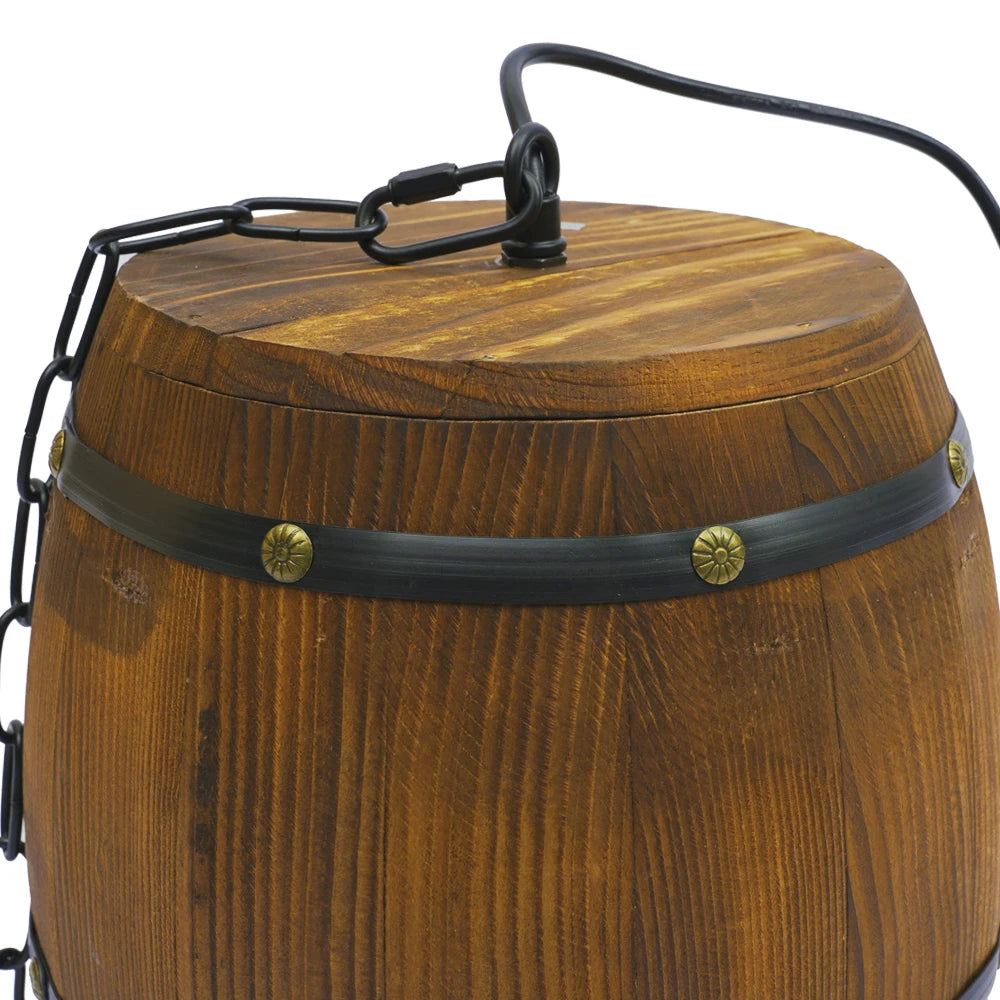 Retro Wood Wine Barrel Pendant Light，Industrial Ceiling Lamp ，Vintage Chandelier Light Fixtures for Bar Cafe Home Restaurant