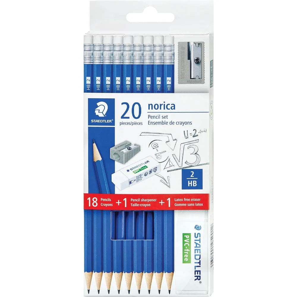 Pre-Sharpened Wood Cased Graphite Pencils Set of 18 HB #2 with Eraser and Sharpener Break-Resistant Strong Lead for Smooth Writing Sketching Drawing School Exams Office Work Homework Art Supplies Perfect for Students