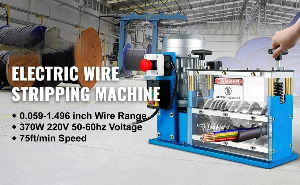 SucceBuy Electric Wire Stripping Machine Cable Stripper 1.5-38mm 11 Channels Acrylic+Aluminum W/Blade for Scrap Copper Recycling