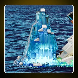 Titanic Building Set with LED-2 in 1 Titanic Ship Mini Block Ship Model with Glacier Display Stand Toy Gift for Adults Kids10+