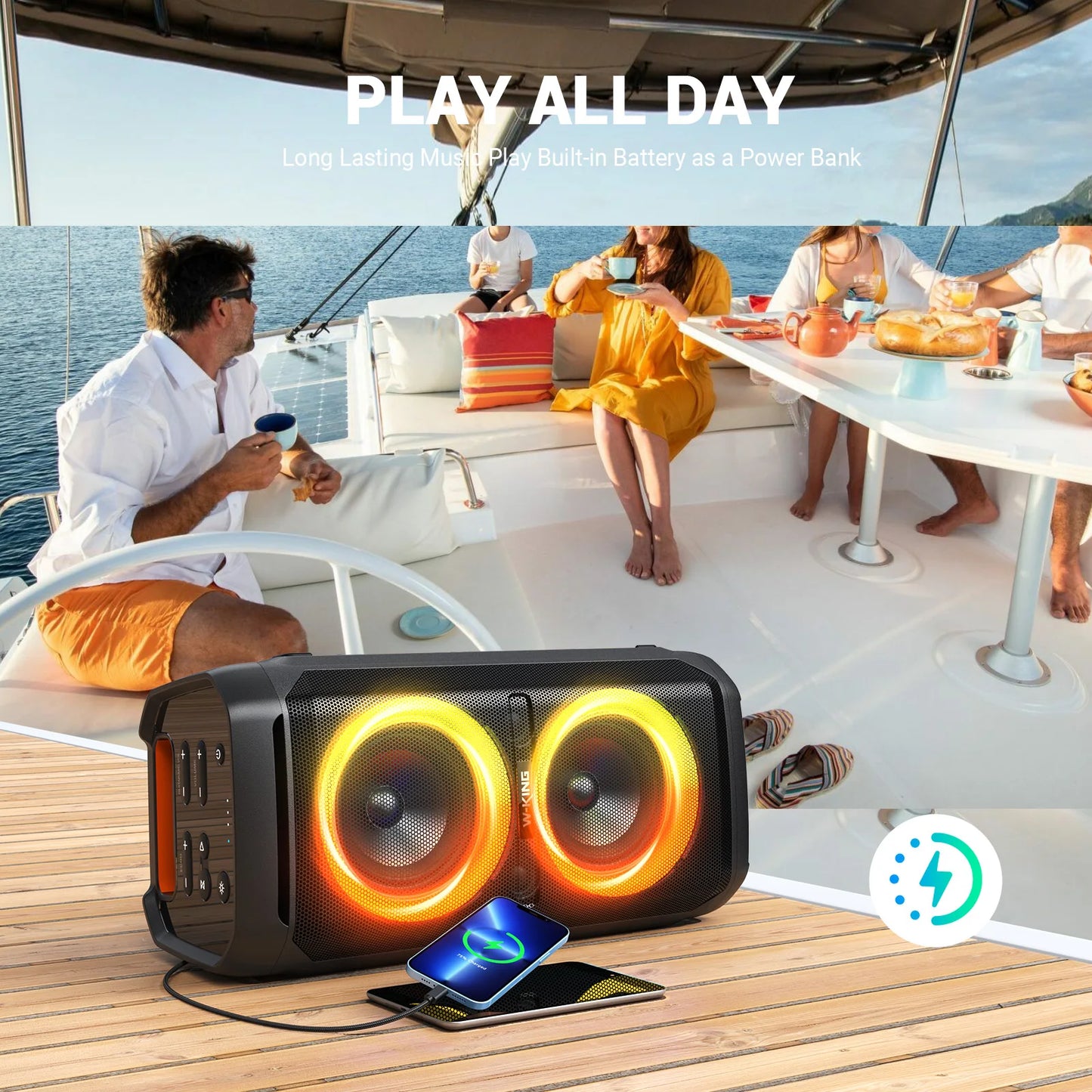 W-KING T11 Bluetooth Speakers,100W RMS, IPX6 Waterproof, BT 5.3 Portable Party Boombox Wireless Deep Bass/115dB Loud Massive Sound