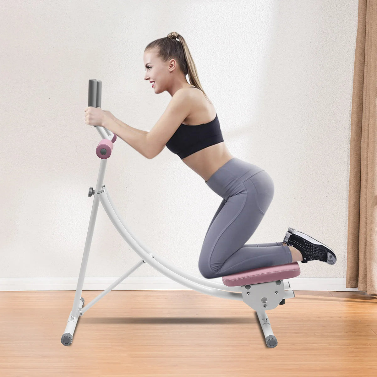 Foldable Ab Machine With LED Display Core Workout Waist Cruncher