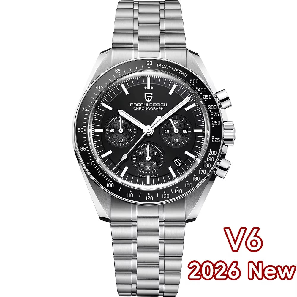 PAGANI DESIGN 1701 Moon Men's Watches Luxury Chronograph Quartz Watch For Men AR Sapphire Glass 100M Waterproof Wristwatch 2026